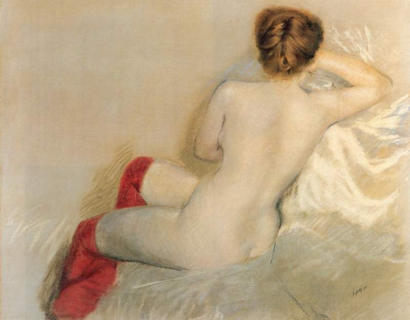 Nude with Red Stockings — Джузеппе Де Ниттис