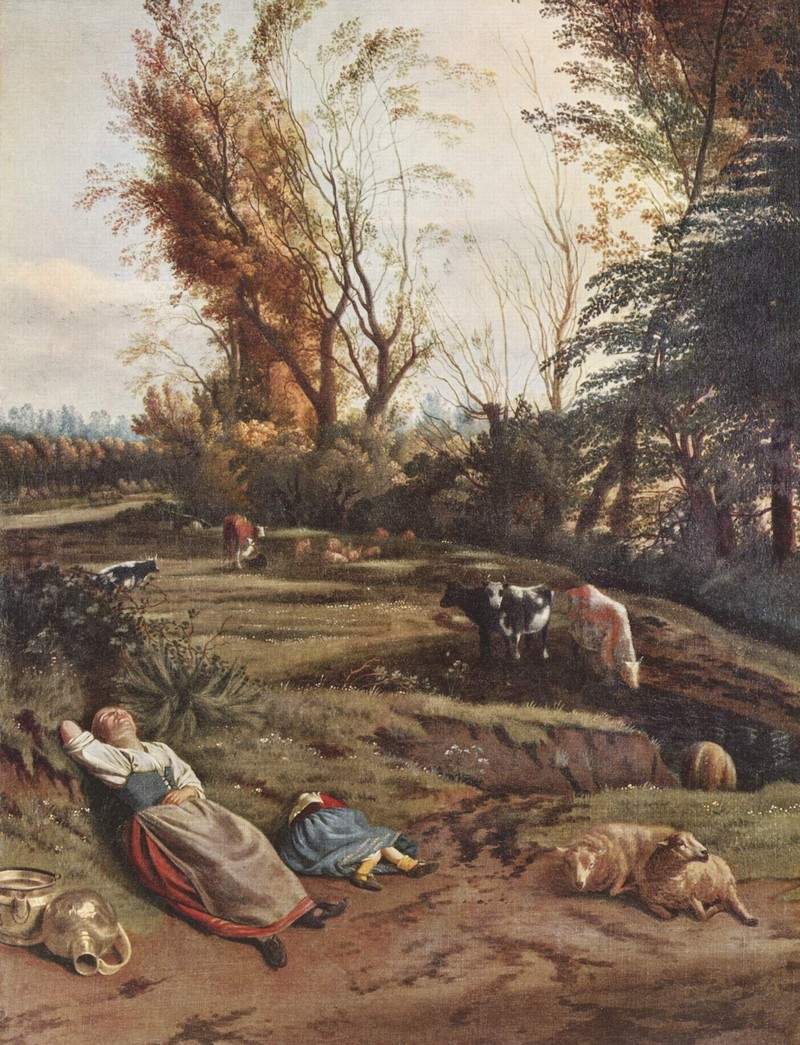 Pasture with two sleeping Shepherdesses — Ян Сиберехтс