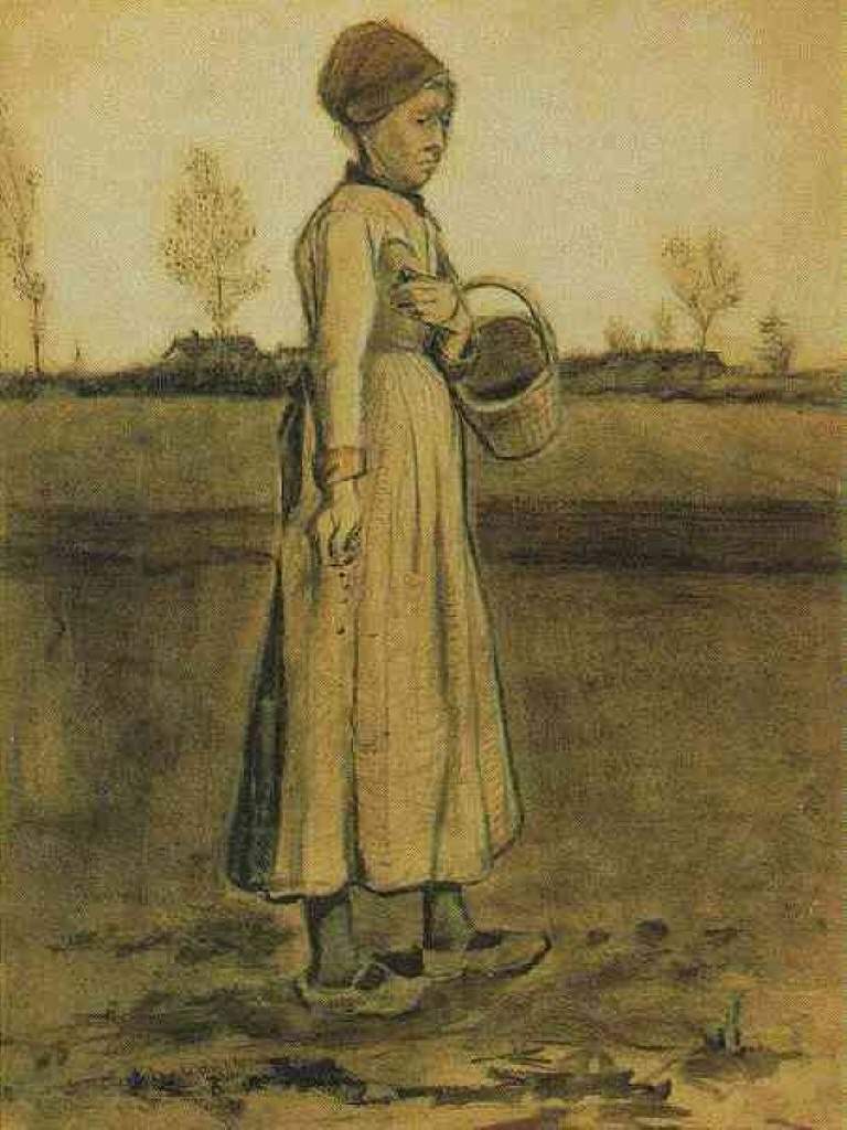 Peasant Woman Sowing with a Basket — Винсент Ван Гог