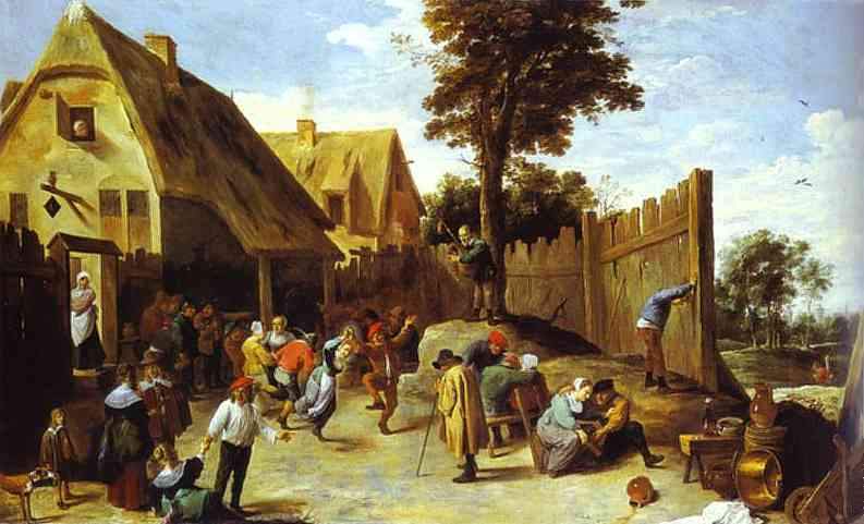 Peasants Dancing Outside an Inn — Давид Тенирс Младший