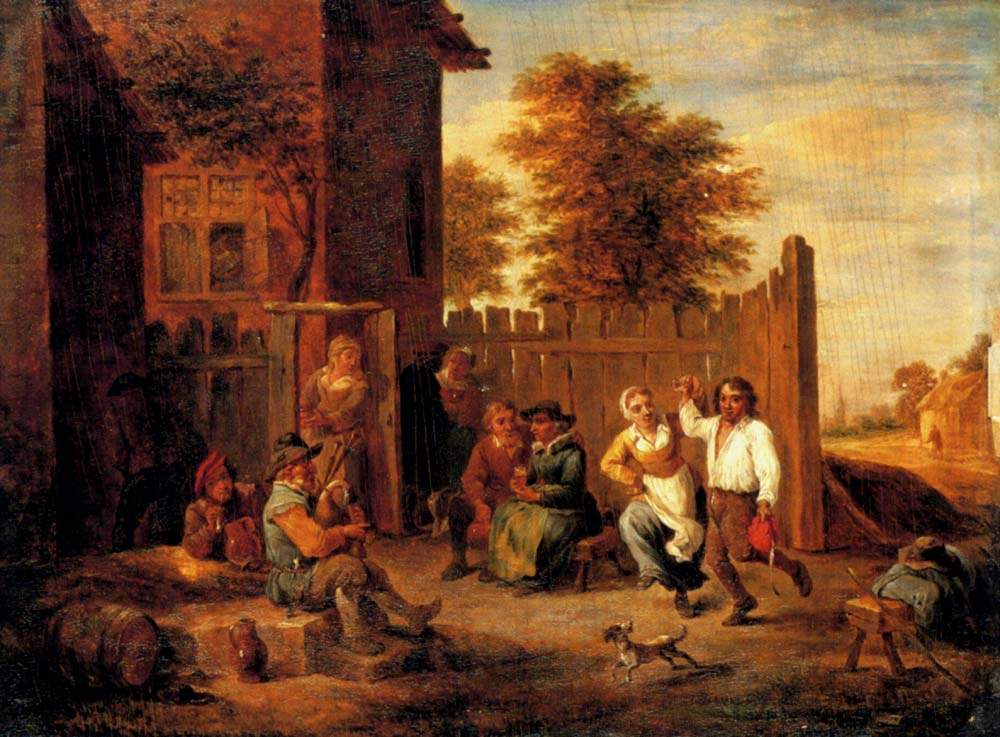 Peasants merrying outside an inn — Давид Тенирс Младший