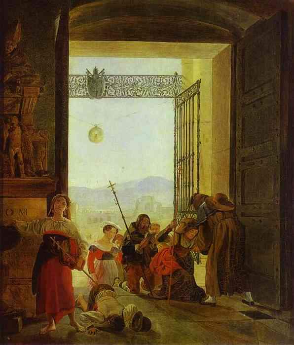 Пилигримы в дверях Латеранской базилики — Карл Брюллов