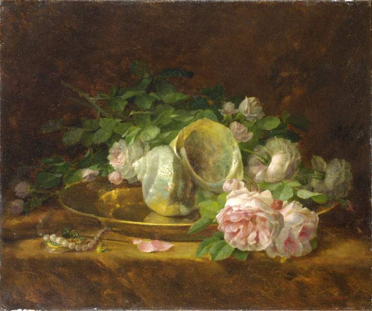 Platter with Seashells, Roses, Pearls and Earrings — Георгиос Яковидис