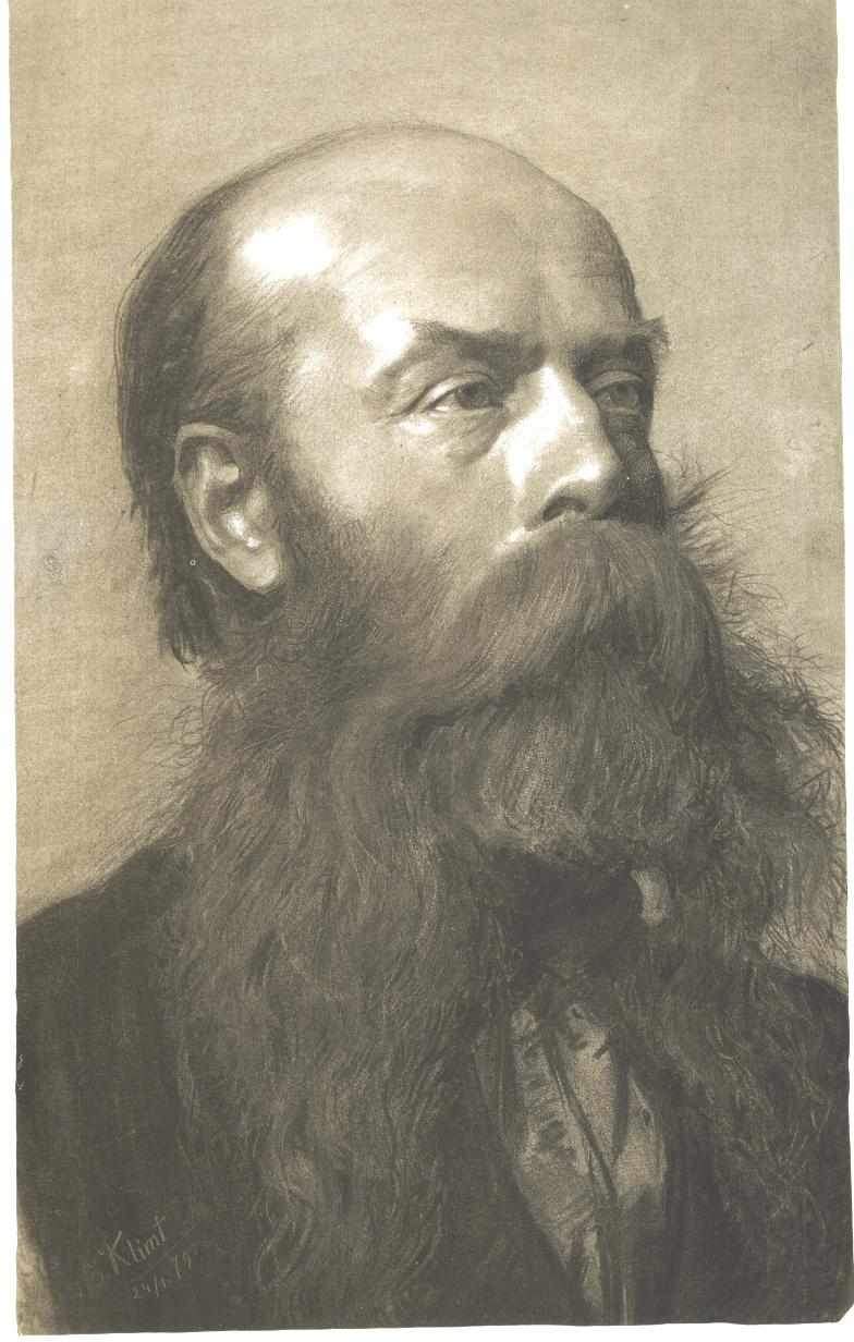 Portrait of a man with beard in three quarter profil — Густав Климт