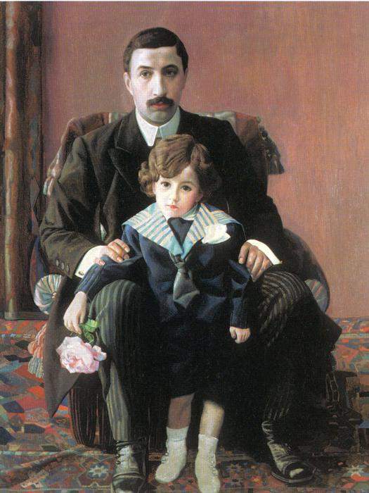 Портрет А. Ф. Азибера с сыном — Павел Филонов