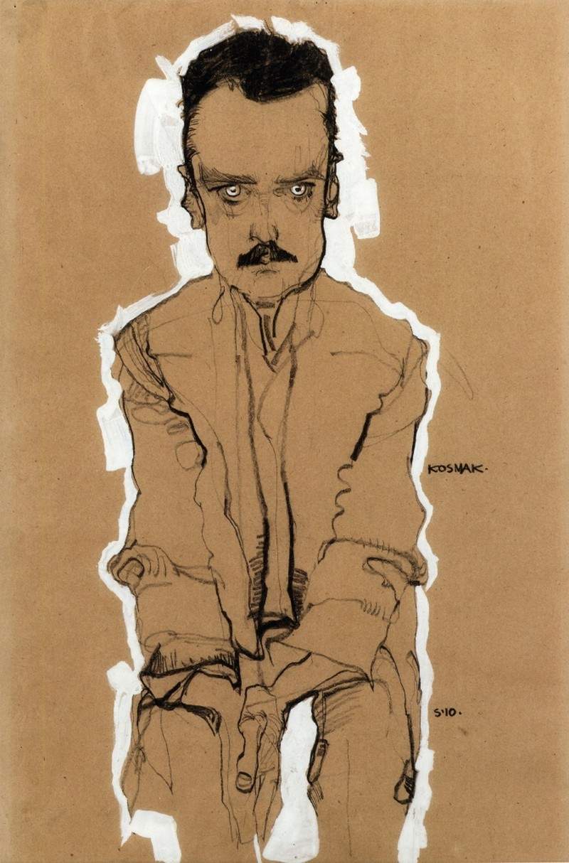 Portrait of Eduard Kosmack, Frontal, with Clasped Hands — Эгон Шиле