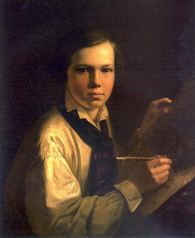 Портрет сына художника за мольбертом — Василий Тропинин