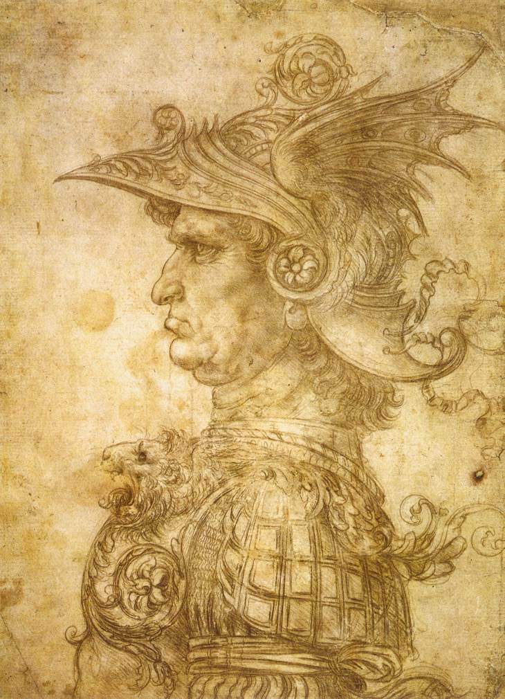 Profile of a warrior in helmet — Леонардо да Винчи