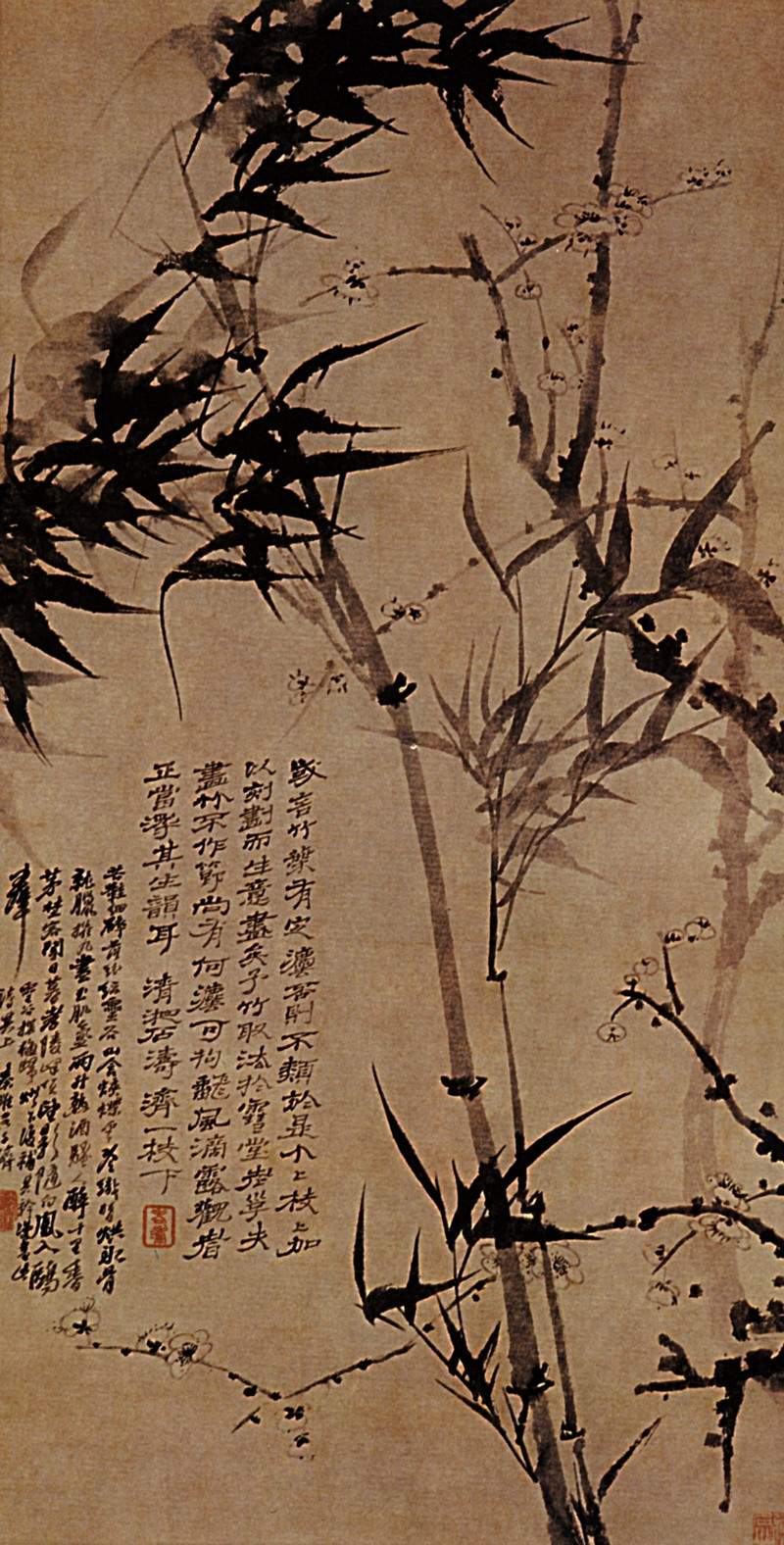 Prunus in flower and bamboo — Шитао