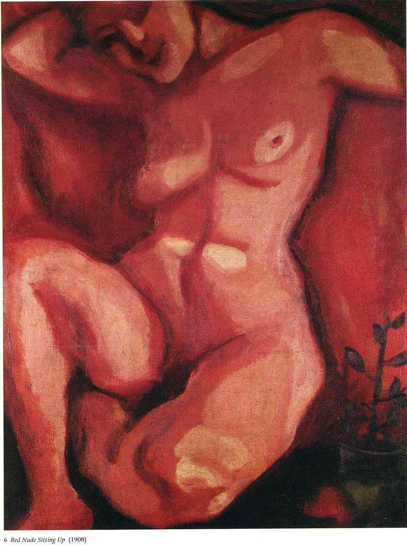 Сидящая красная обнаженная — Марк Шагал