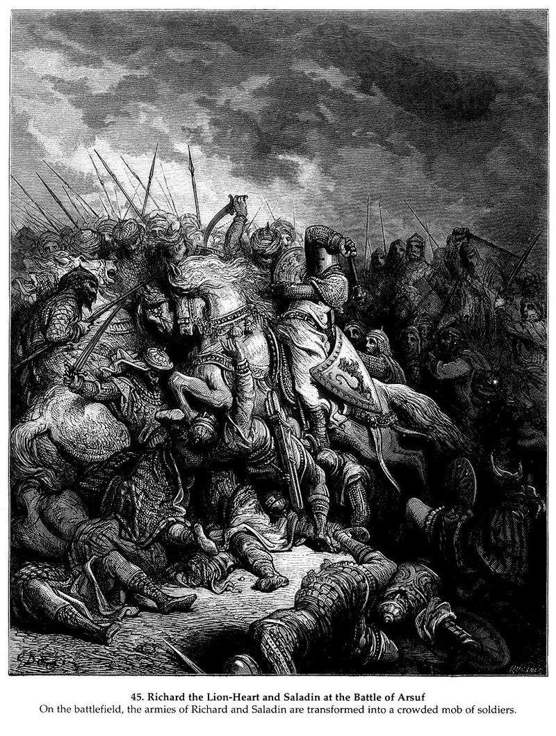 Ричард Львиное Сердце, сражение при Арсуфе, 1191 год — Гюстав Доре