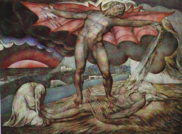 Дьявол, поражающий Иова проказой — Уильям Блейк
