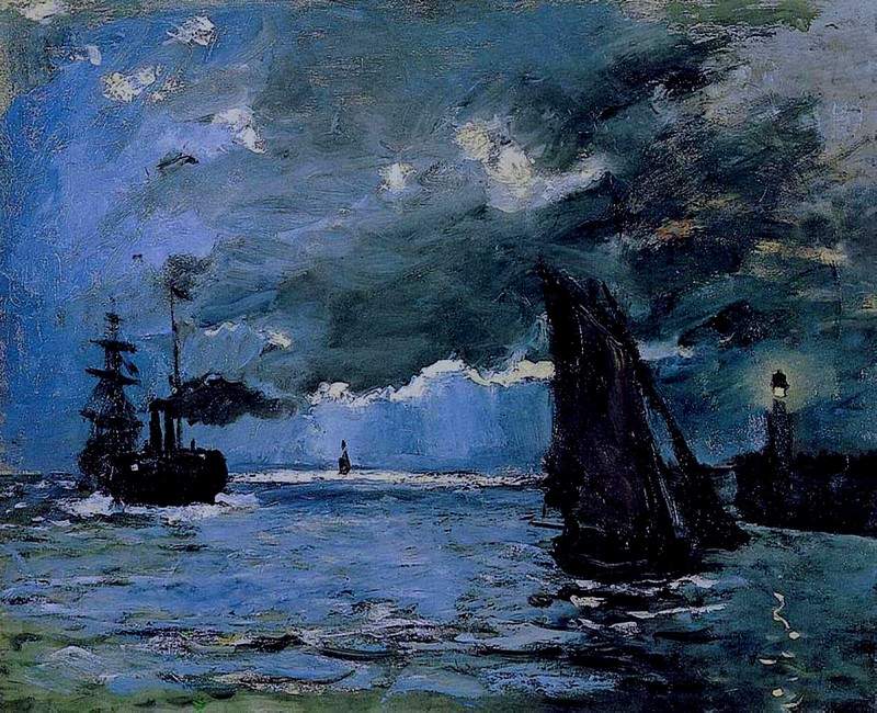 Морской пейзаж, ночной эффект — Клод Моне