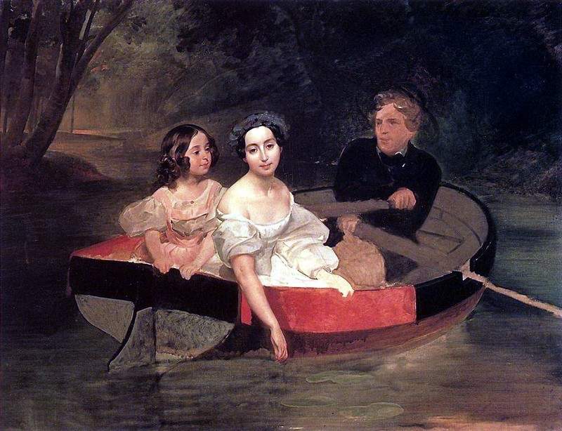Портрет Е. Н.Меллер-Закомельской с девочкой в лодке — Карл Брюллов