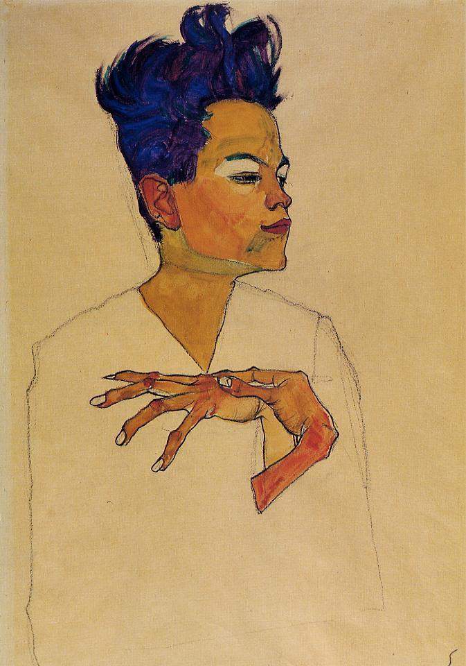 Self Portrait with Hands on Chest — Эгон Шиле