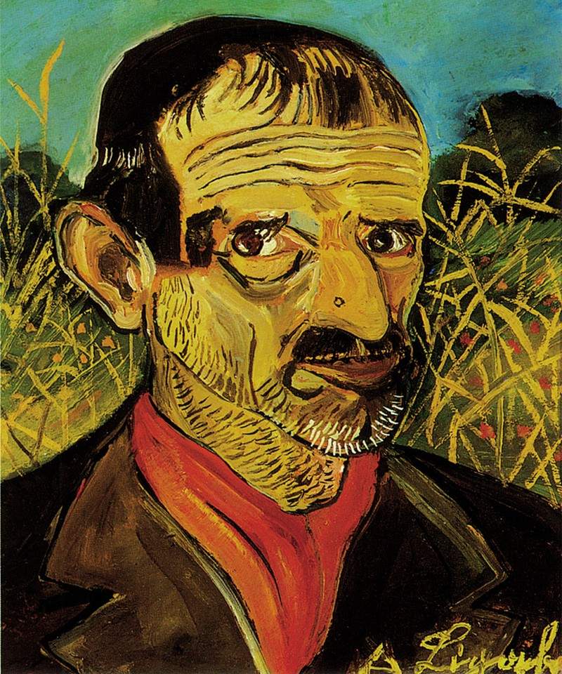 Self-Portrait with red scarf — Антонио Лигабуэ