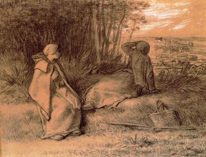 Пастушки в тени — Жан-Франсуа Милле