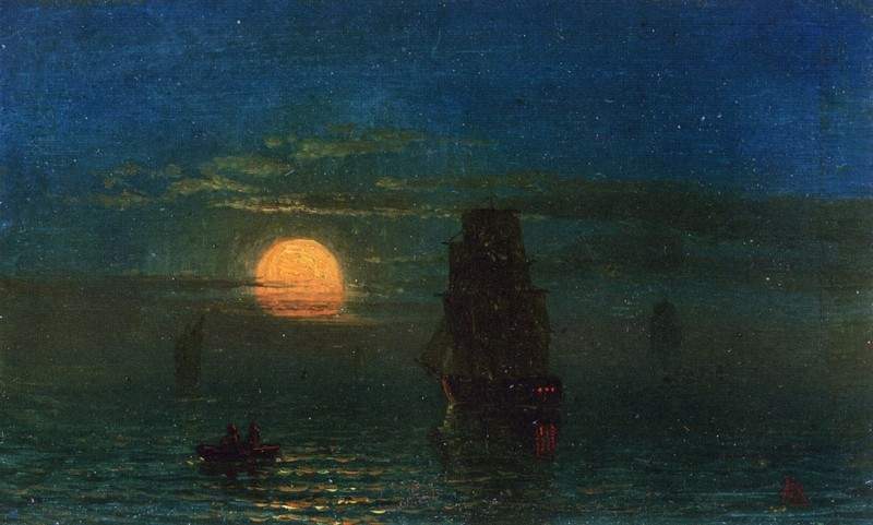 Ships in Moonlight — Альберт Бирштадт