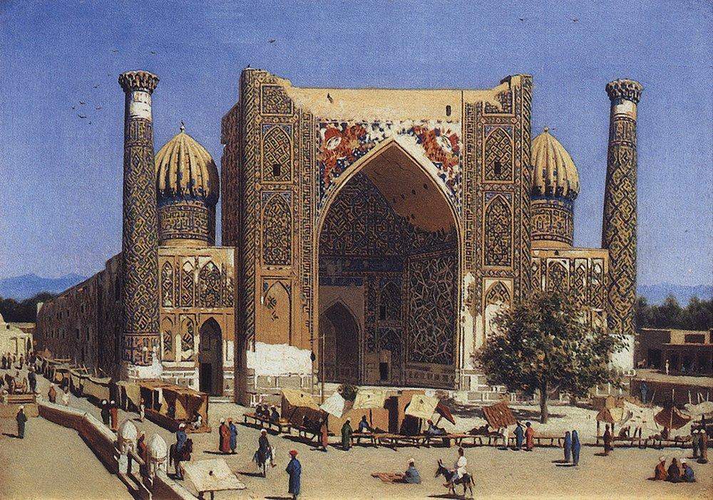 Shir Dor madrasah in Registan Square in Samarkand — Василий Верещагин