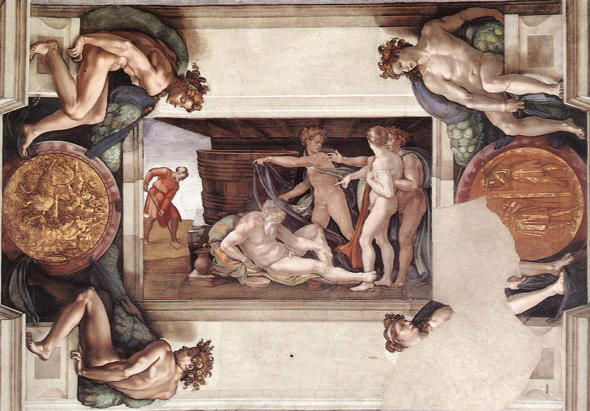 Sistine Chapel Ceiling: Drunkenness of Noah — Микеланджело