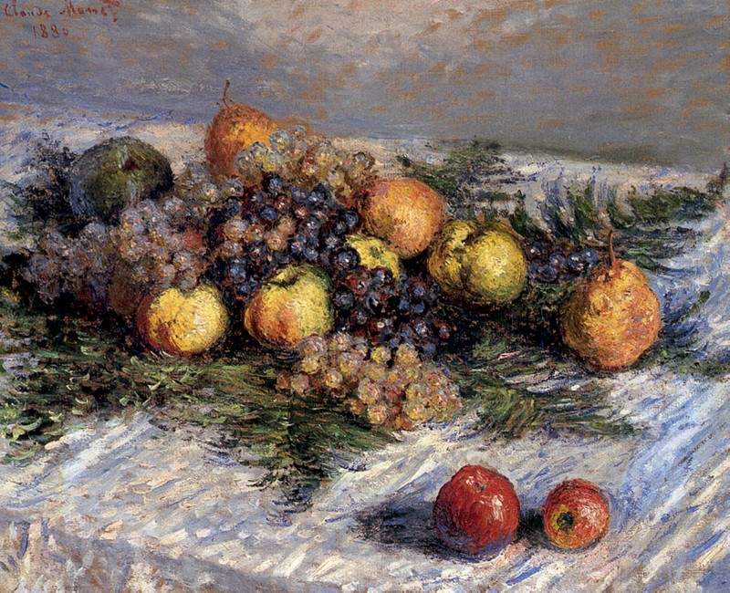 Натюрморт с грушами и виноградом — Клод Моне