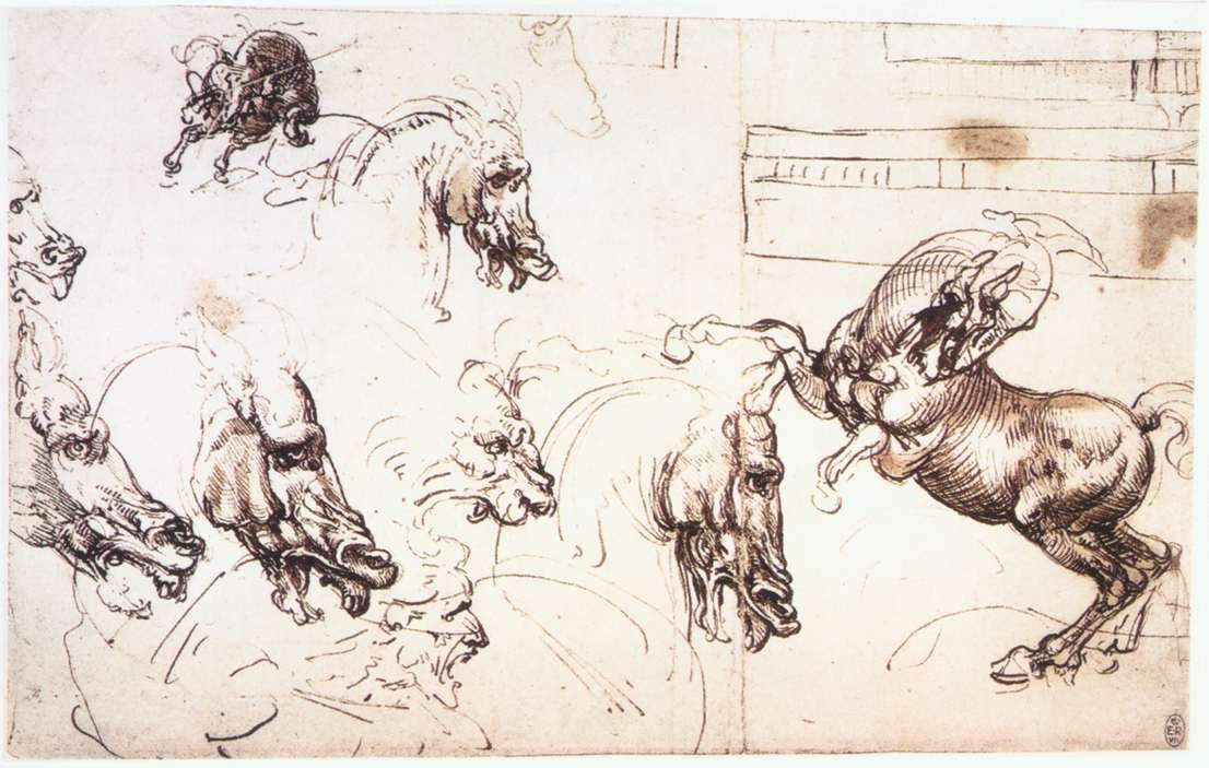 Study of horses for the Battle of Anghiari — Леонардо да Винчи