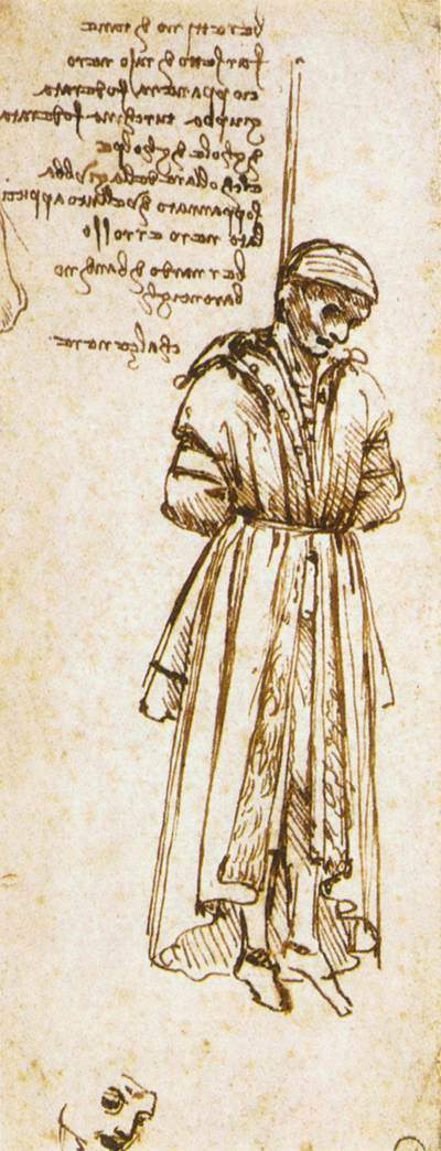 Study of the Hanged Bernardo di Bandino Baroncelli, assassin of Giuliano de Medici — Леонардо да Винчи
