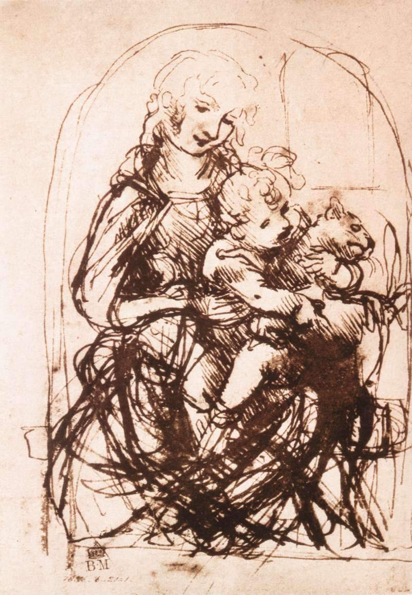 Study of the Madonna and Child with a Cat — Леонардо да Винчи