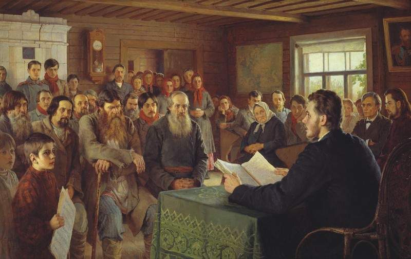 Воскресное чтение в сельской школе — Николай Богданов-Бельский