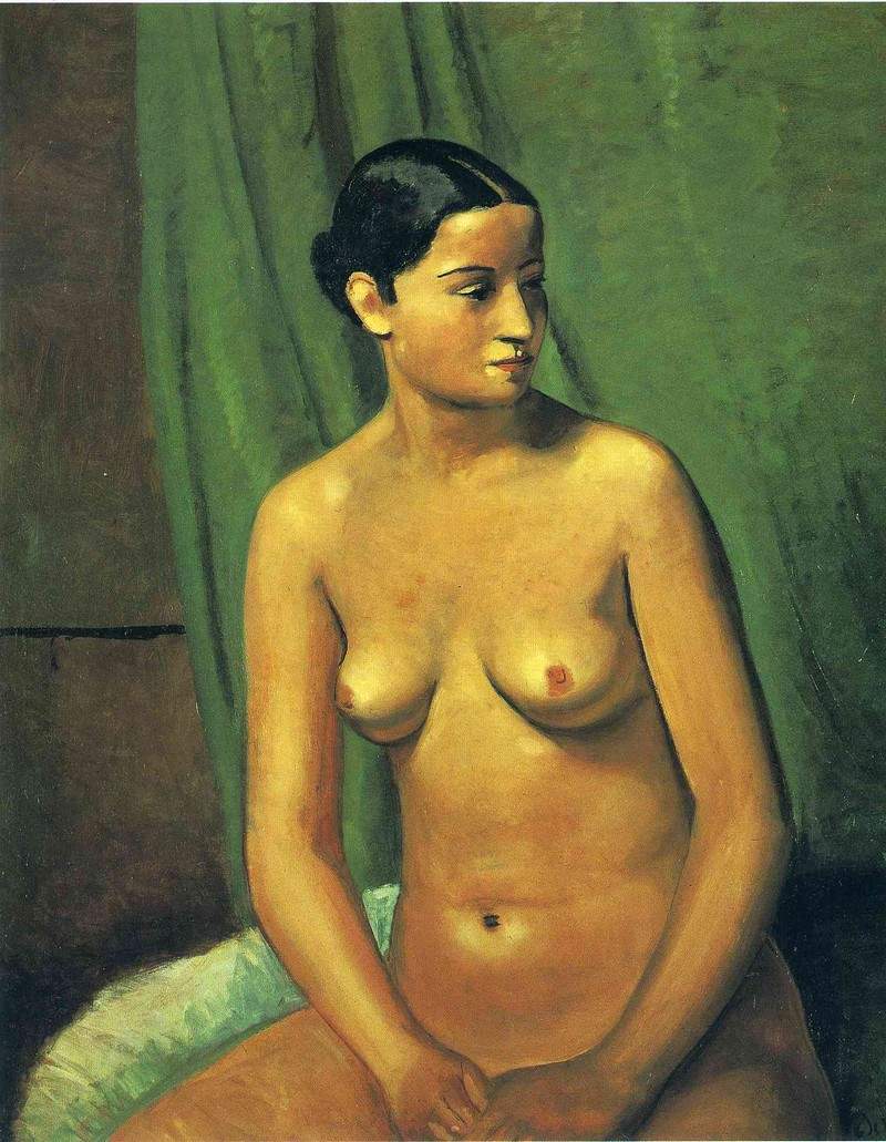 The female nude in front of green hanging — Андре Дерен