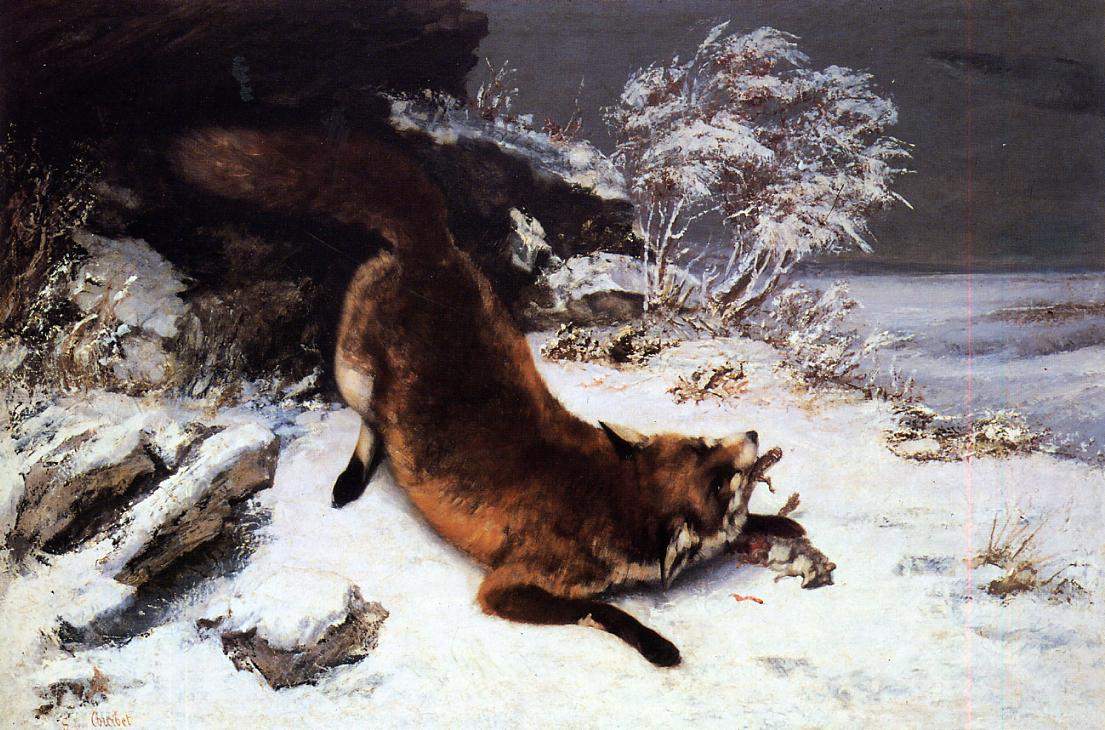 Лиса на снегу — Гюстав Курбе