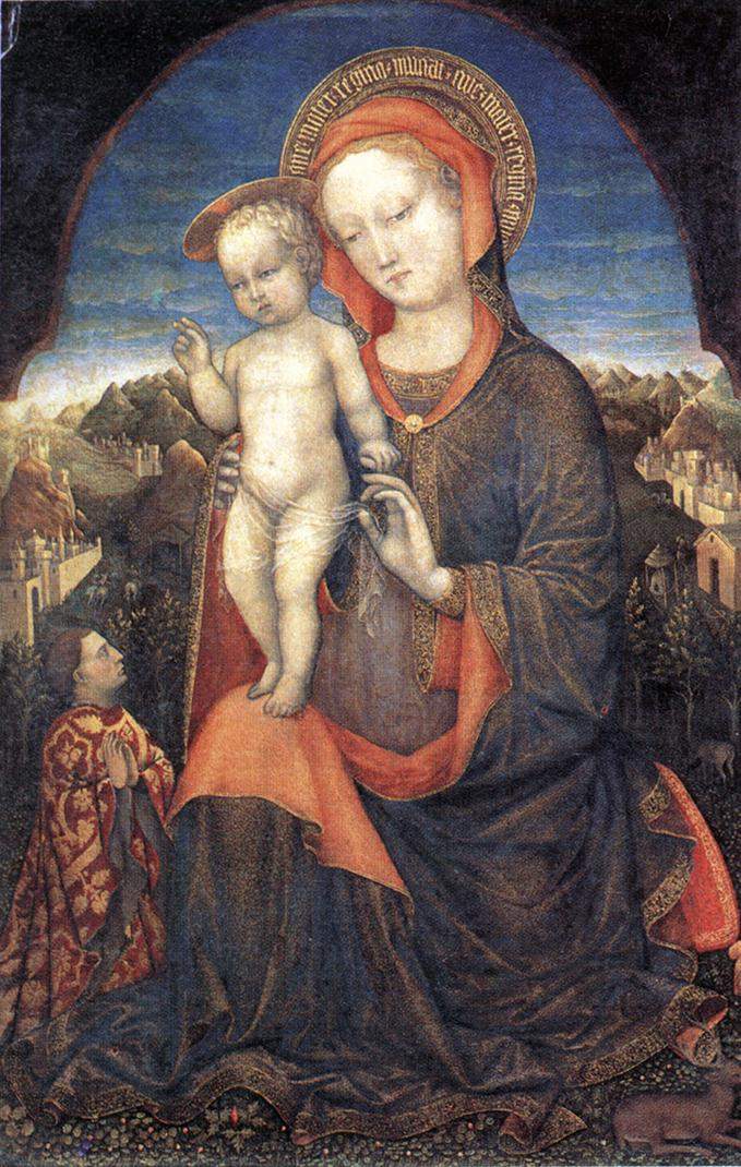 Мадонна с младенцем и преклоняющимся Леонелло д’Эсте — Якопо Беллини