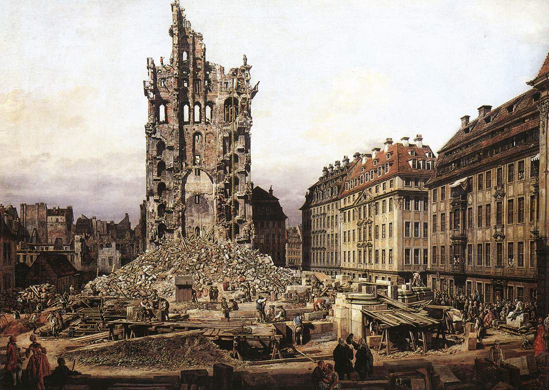 The Ruins of the old Kreuzkirche, Dresden — Бернардо Беллотто