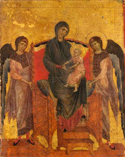 Богородица на троне с младенцем и двумя ангелами — Чимабуэ