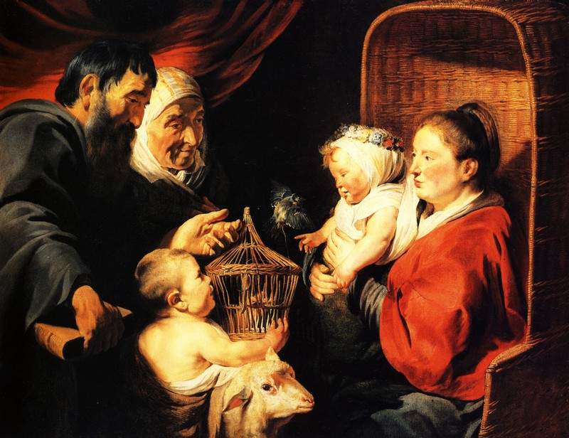 The Virgin and Child in the company of little St. John and his parents — Якоб Йорданс