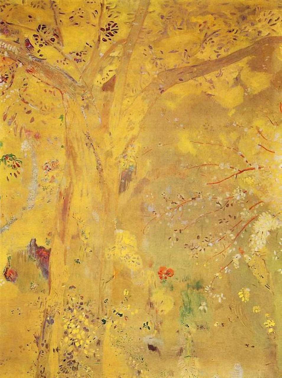 Tree Against a Yellow Background — Одилон Редон