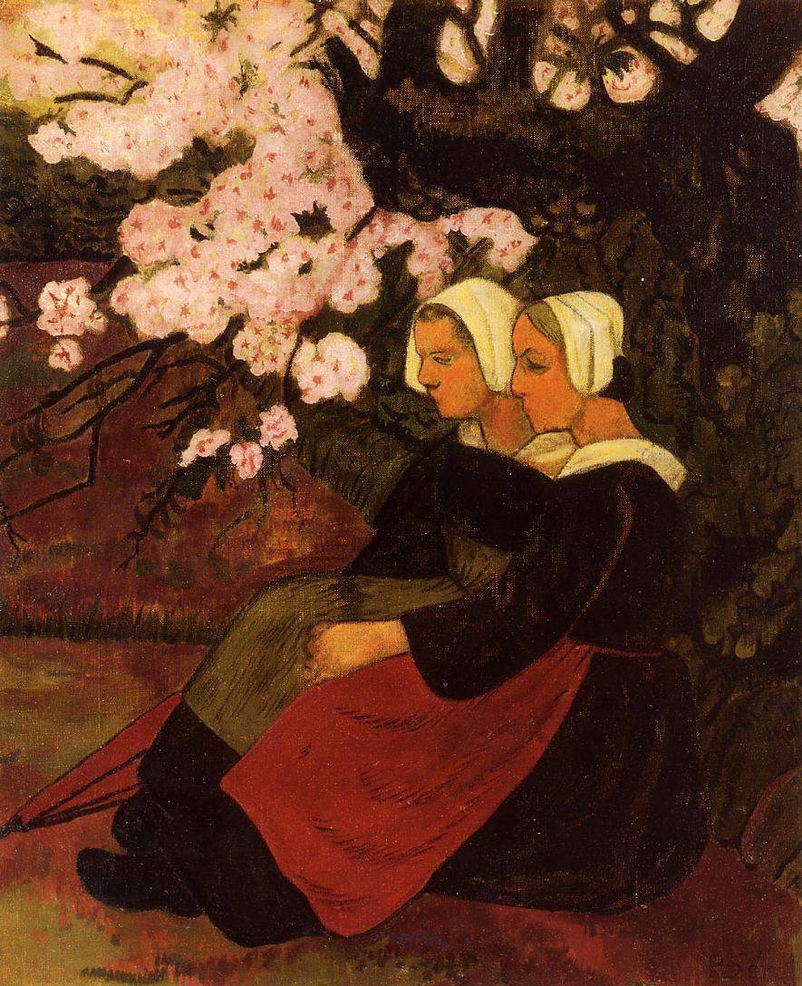 Two Breton Women under a Flowering Apple Tree — Поль Серюзье