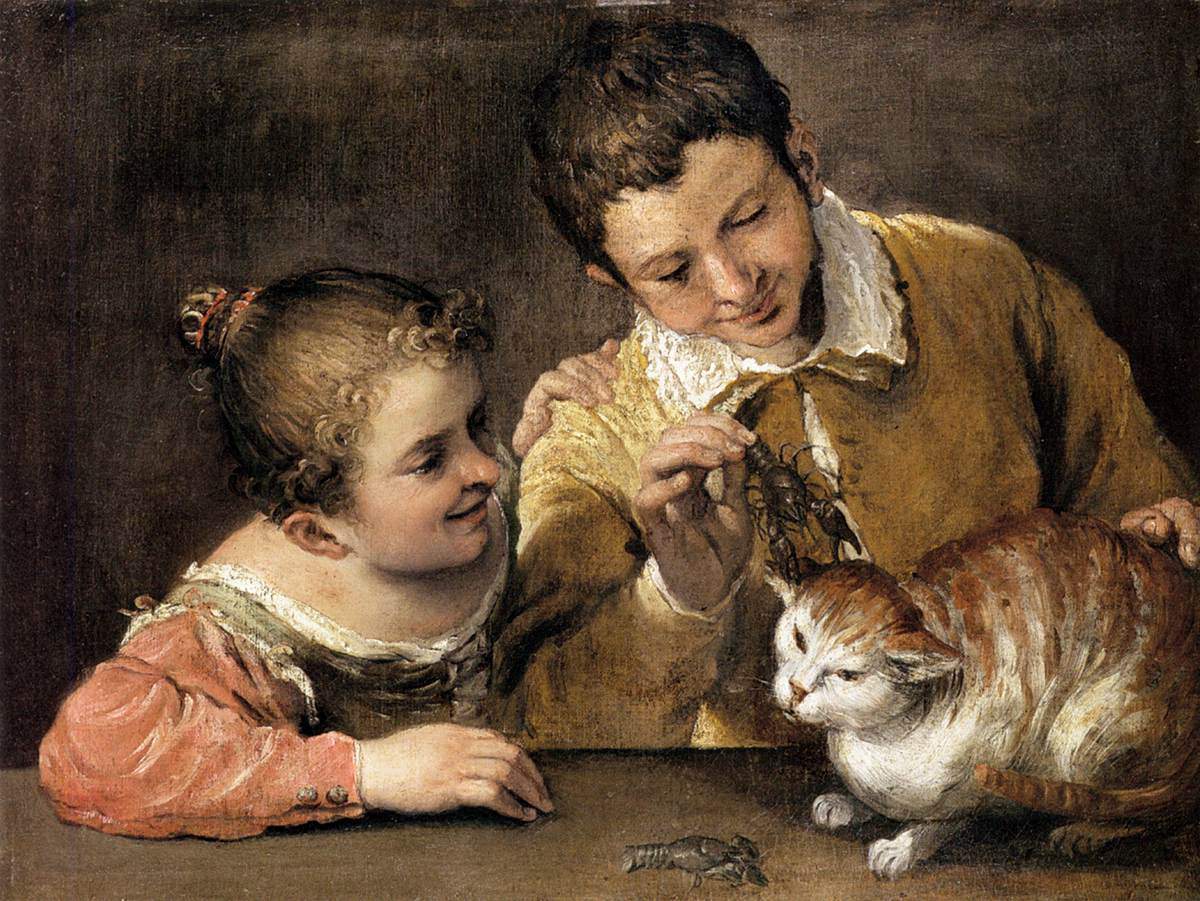 Two Children Teasing a Cat — Аннибале Карраччи