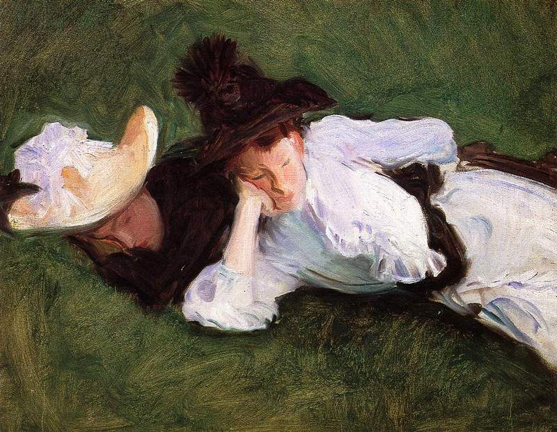 Two Girls Lying on the Grass — Джон Сингер Сарджент