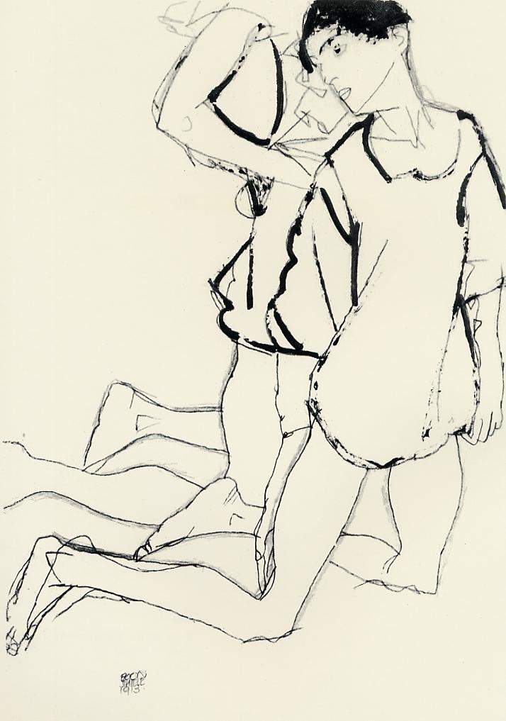 Two Kneeling Figures (Parallelogram) — Эгон Шиле