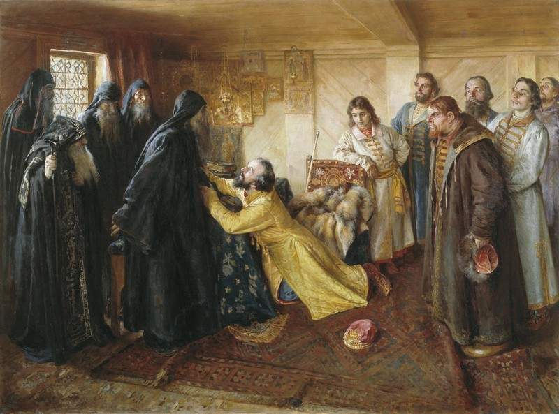 Tzar Ivan the Terrible asks Abbot Cornelius to mow him to the monks — Клавдий Лебедев