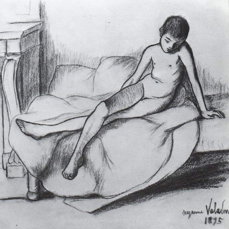 Utrillo Nude Sitting on a Couch - Сюзанна Валадон.