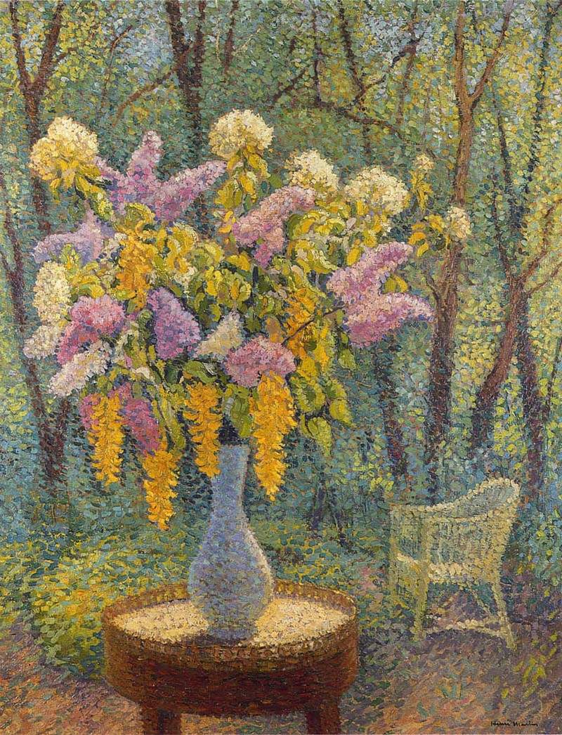 Vase of Flowers in a Garden — Анри Мартен