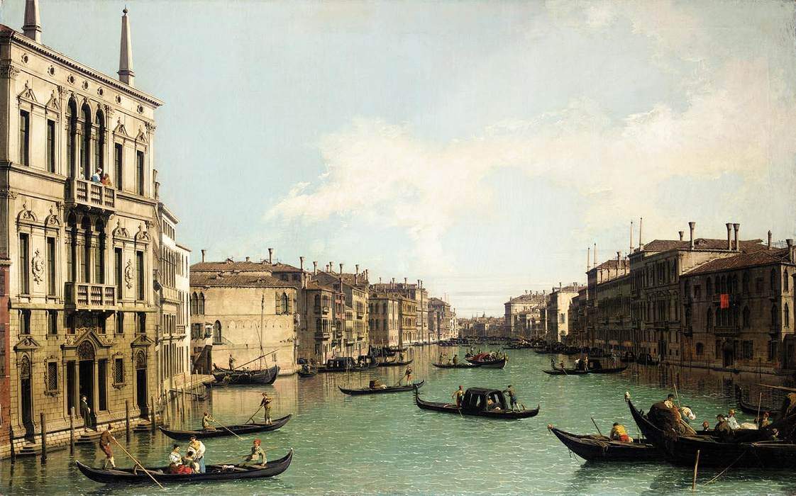 Venice: The Grand Canal, Looking North East from Palazzo Balbi to the Rialto Bridge — Каналетто