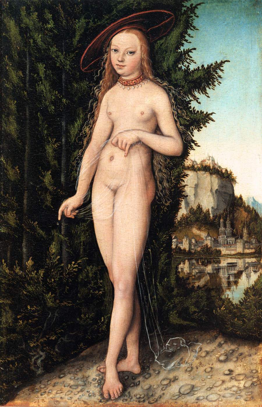 Венера, стоящая в пейзаже — Лукас Кранах Старший