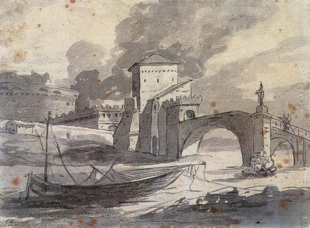Вид на Тибр и замок Сант-Анджело — Жак Луи Давид