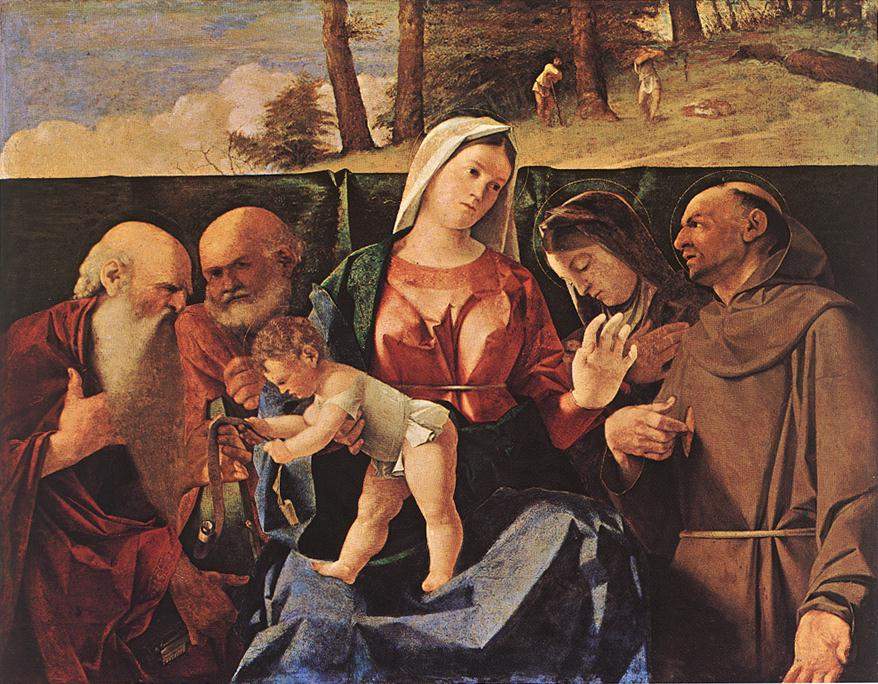 Virgin and Child with Saints Jerome, Peter, Clare and Francis — Лоренцо Лотто