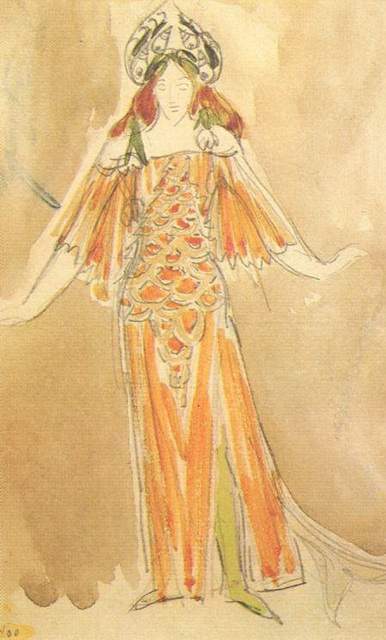 Volkhova, the sea princess (Costume design for the opera ‘Sadko’) — Михаил Врубель