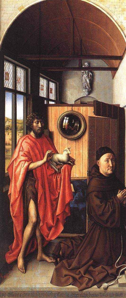 Werl Altarpiece — St. John the Baptist and the Donor, Heinrich Von Wer — Робер Кампен