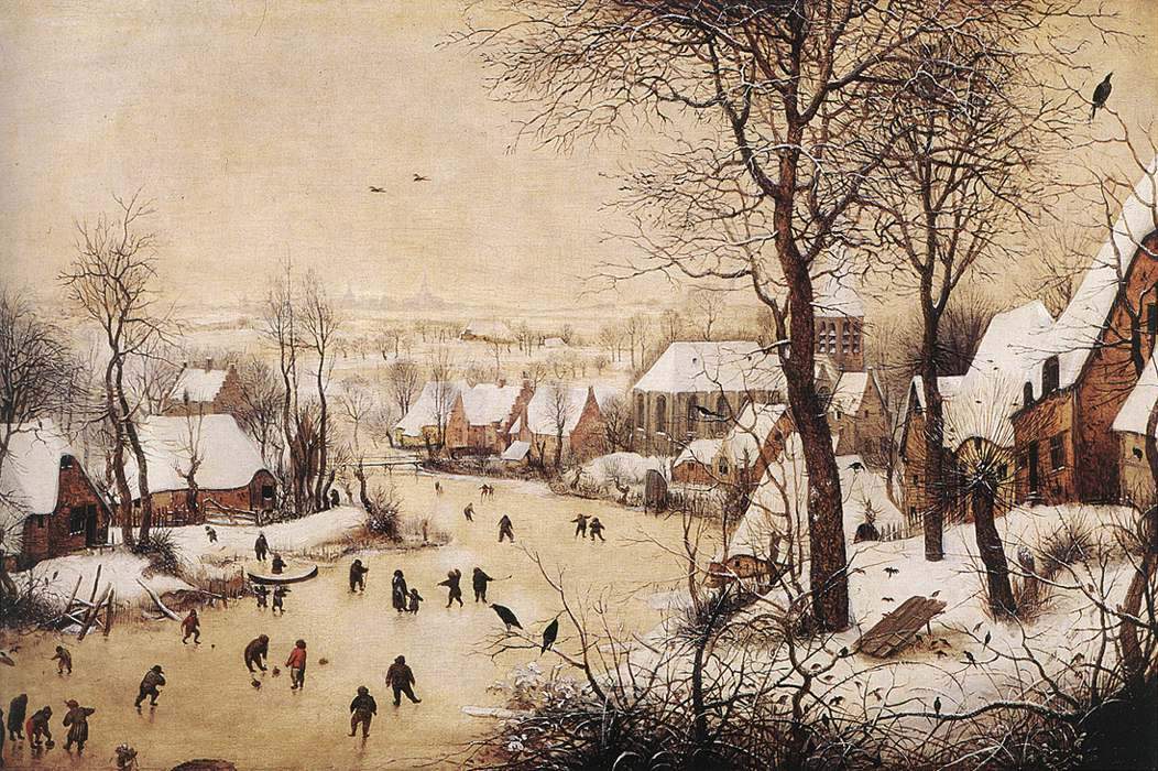 Зимний пейзаж с конькобежцами — Питер Брейгель Старший